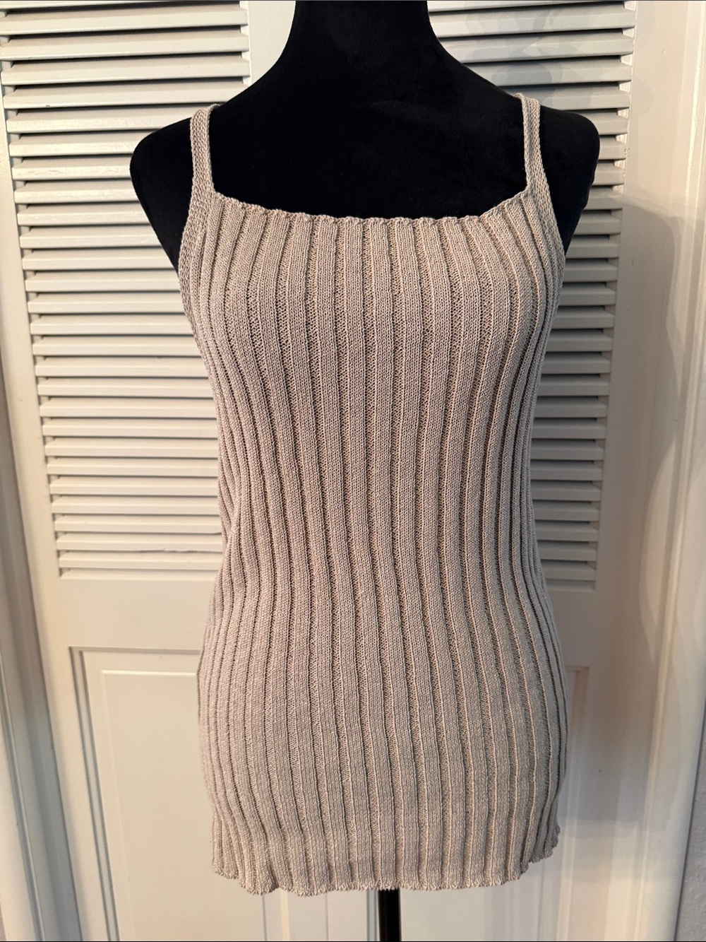 Zara Beige Ribbed Knit Tank Top
